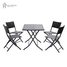 Handl Patio Resin Rattan Steel Folding Bistro Set Parma Style All Weather Resistant Resin Wicker 5 Pcs Set Of Foldabl Resin Wicker Wicker Dining Set Bistro Set