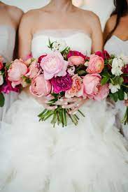 Bright Colored Wedding Flower Garden Roses Coral Peach Hot Pink Bridal Bouquet Weddin Hot Pink Wedding Flowers Bridal Bouquet Hot Pink Bridal Bouquet Pink
