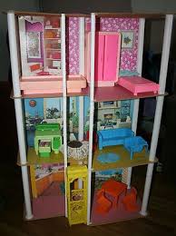 Vintage 1970s Barbie Townhouse With Lots Of Furniture Ebay Barbie Townhouse Childhood Memories Vintage Toys