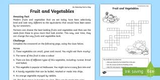 These also provide a fun way for students to promote their cognitive, spelling and reading skills. Fruits And Vegetables Crossword
