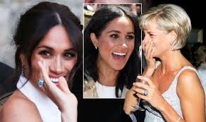 Meghan markle remembered the late princess diana on saturday with her something blue on her wedding day. Meghan Markle News Prince Harry S Wife Has Princess Diana Jewellery Worth Half A Million Express Co Uk
