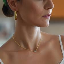 14k Gold Greek Eye And Cross Necklace Evil Eye Necklace With Side Cross In  14K Gold