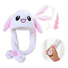 Bunny Ears Flapping Hat Moving Ear Hats White Pink Blue Unisex Etsy In 2021 Kawaii Hat Ear Hats Bunny Hat