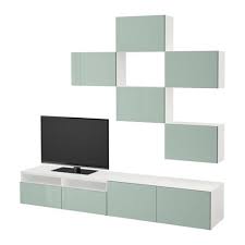 De meme a chaque espace son meuble tele que ce soit un simple banc ou une combinaison complete. Tv Besta Combinaison De Baffles Blanc Selsviken Lumiere Brillant Gris Vert Guidant Le Tiroir Doucement Close 292 020 88 Avis Prix Ou Acheter