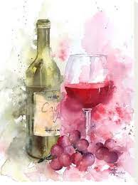 Red Wine And Grapes Stretched Canvas Print Rachel Mcnaughton Art Com Wine Painting Wine Art Watercolor Wine