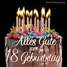Wünschen sie, mit schönen video ideen, zur volljährigkeit happy birthday und alles gute zum geburtstag: Alles Gute Zum 18 Geburtstag Schokoladenkuchen Gif Herunterladen Auf Funimada Com