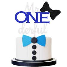 Many parents choose to keep their baby's first cake in theme with their gender, which can mean a blue cake for some. Mr Onederful Cake Topper Boy First Birthday Party Cake Decor Little Man Wonderful One Bow Tie 1st Birthday Party Cake Supplies Decorations Buy Online In Angola At Angola Desertcart Com 142040140