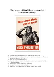 Following world war i, the united states hoped to avoid further entanglement with european politics that had drawn us into war. Cie What Impact Did Wwii Have On America Mock Test Worksheet