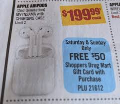 Shop and earn a total of up to 45 points per $1 with the pc financial® mastercard® credit card and a total of up to 25 points per $1. Shoppers Drug Mart Hot Airpods 2nd Gen 149 99 After 50 Gift Card Redflagdeals Com Forums