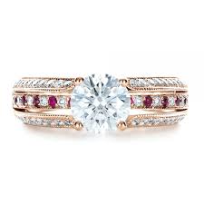 We can make them using different diamond shapes, in most styles of wedding rings. 14k Rose Gold Custom Diamond And Ruby Engagement Ring 1309 Seattle Bellevue Joseph Jewelry