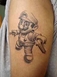 Reminiscent of a film negative, with an image of whites, grays, and blues on a black background, you have this style of tattoo. Gangster Cartoon Tattoos Novocom Top