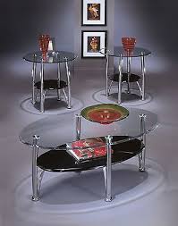 Harper Glass Coffee Table Set Contemporary Black Chrome Color Modern Living Room 3 Piece Coffee Table Set Coffee Table Setting Coffee Table