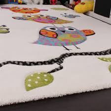Umfangreiches sortiment an eulen teppichen. Kinder Teppich Niedliche Eulen Creme Blau Orange Grun Ebay