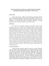 Jurnal managemen pemasaran dipublikasikan secara berkala setiap bulan april dan oktober dalam setahun oleh program studi manajemen pemasaran universitas kristen petra surabaya. Review Jurnal Manajemen Pemasaran Doc