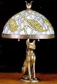 Lotus Bud Art Glass Bastet Cat Table Lamp Cat Lamp Cat Light Lamp