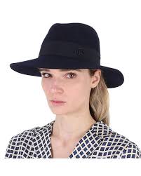 Maison Michel Navy Henrietta Wool Felt Fedora Hat in Blue