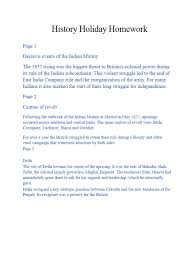 History Holiday Homework | PDF | Indian ...