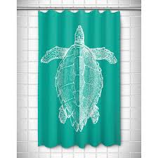 Island Girl Vintage Sea Turtle Shower Curtain White On Aqua