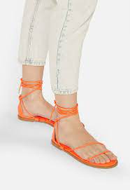 Bold Boundaries Lace Up Sandal In Neon Orange Get Great Deals At Justfab