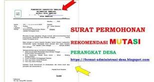 Surat Permohonan Rekomendasi Mutasi Perangkat Desa Format Administrasi Desa