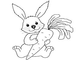 Bunny with carrot coloring page. Bunny With Carrot Coloring Pages Online