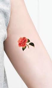 Red Camellia Temporary Tattoo Symbol Of Love Sacrifice Gift For Vintage Image Lovers Speak The Flowers Language Temp Tat Small Size Flower Tattoo Meanings Tattoos Trendy Flowers