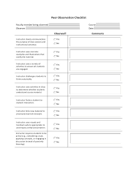 Peer Observation Form Teacher Observation Teacher Observation Form Classroom Observation