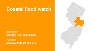 Coastal flood watch affecting Middlesex and Monmouth counties Sunday and Monday