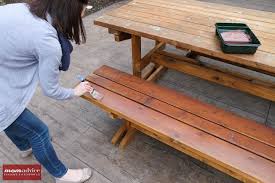 How To Stain A Picnic Table Wooden Picnic Tables Diy Picnic Table Picnic Table
