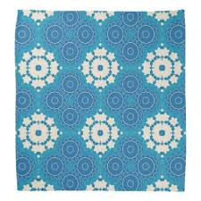 Decorative Boho Chic Blue White Geometric Bandana Zazzle Com In 2020 Geometric Blue And White Decorative Accessories