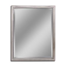 Deco Mirror 24 In W X 30 In H Framed Rectangular Beveled Edge Bathroom Vanity Mirror In Brush Nickel With Chrome Inner Lip 8772 The Home Depot Framed Mirror Wall Beveled