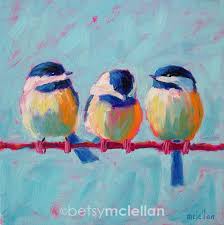 Abstract Birds On A Wire Painting Chickadees Original Painting 10x10 Chickadee Art Art Painting Art