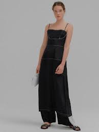 Eenk Monet Stitch Pointed Slip Dress With Inner Skirt Fashion Black Skirt Ootd With Images Slip Dress Dresses Fashion