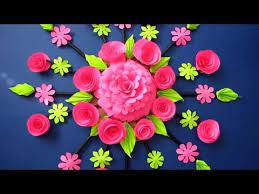 Diy Simple Home Decor Wall Decoration Door Hanging Flower Paper Craft Ideas Newspaper 102 Youtube Paper Flowers Paper Crafts Paper Flower Tutorial