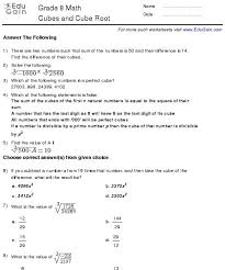 Grade 8 Math Worksheets And Problems Cubes And Cube Root 8th Grade Math Worksheets Math Worksheets Math