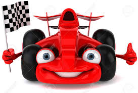 Encore quelques patés de maison et je. Voiture De Course Rouge Dessin Anime Montrant Les Pouces Vers Le Haut En Tenant Le Drapeau De Course Banque D Images Et Photos Libres De Droits Image 82413645