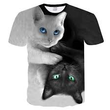 Black White 3d Upside Down Cat T Shirt Cat Tshirt Cat Print Wolf T Shirt