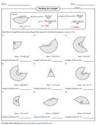 Round your answers to the nearest tenth. Arc Length And Area Of A Sector Worksheets