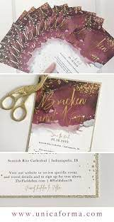 Watercolor Burgundy And Gold Foil Wedding Invitations Trendy Wedding Invitations Glitter Wedding Invitations Fun Wedding Invitations