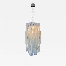 Gently used, vintage, and antique blown glass chandeliers. Mazzega Murano Italian Modern Iridescent Hand Blown Glass Chandelier