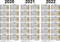 Tambahan yang kami lakukan adalah kemaskini cuti sekolah, cuti sekolah. Dreijahreskalender 2020 2021 2022 Als Pdf Vorlagen