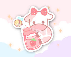 Strawberry Cow Sticker Kawaii Stickers Planner Stickers Etsy In 2021 Cute Stickers Kawaii Stickers Cow Wallpaper