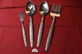 Wm A Rogers Deluxe Stainless Malibu Oneida Ltd Serving Spoons And Fork And Knife Oneida Vintage Flatware Serving Spoons Oneida