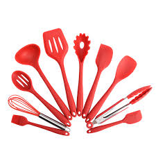 A kitchen utensil set is a handy investment that can help you prepare food and unify the look of your kitchen. 10 Piece Silicone Kitchen Cooking Utensils Set Red Elyon Tableware Your Store For Everything Tableware