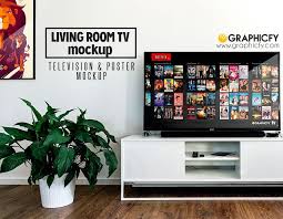 Living Room Tv Mockup Template Graphicfy Mockup Design Living Room Tv Tv Room