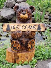 Chainsaw Carving Bear Carved Chainsaw Carved Statue Art Wood Sculptures Ebay Bear Carving Chainsaw Wood Carving Chainsaw Carving Patterns
