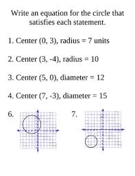 Use the information provided to write the standard form equation of each circle. Circle Radius Center Equation Worksheets Teaching Resources Tpt