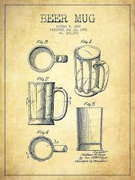 Beer Mug Patent Drawing From 1951 Vintage Art Print By Aged Pixel Patent Drawing Vintage Art Prints Patent Art