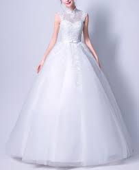 Bridal Lace Wedding Dress Gown Bead Collar Choker Neck Princess Tulle Bride Chic