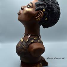 Original Wall Art Sculpture Titled "Southern Girl" Measures 15 in diameter.  #sharron_alexander_art #fineart #fresnoartist #wallart #sculpture #clayart  #flowerart #afroart #southerngirl #oneofakind #goldteeth